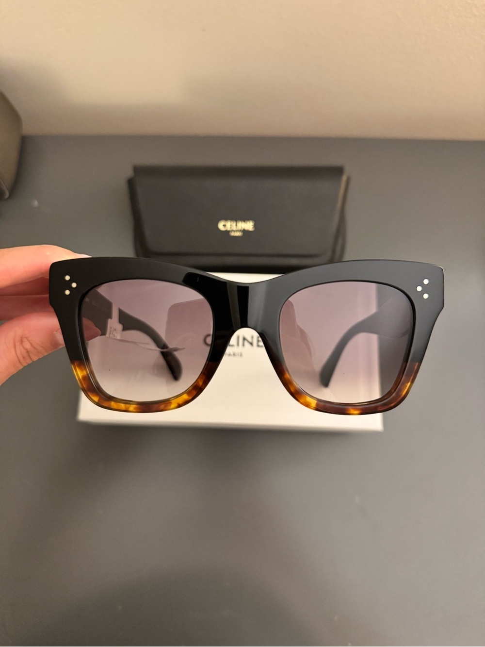 Celine Black & Tortoiseshell Cat Eye Sunglasses